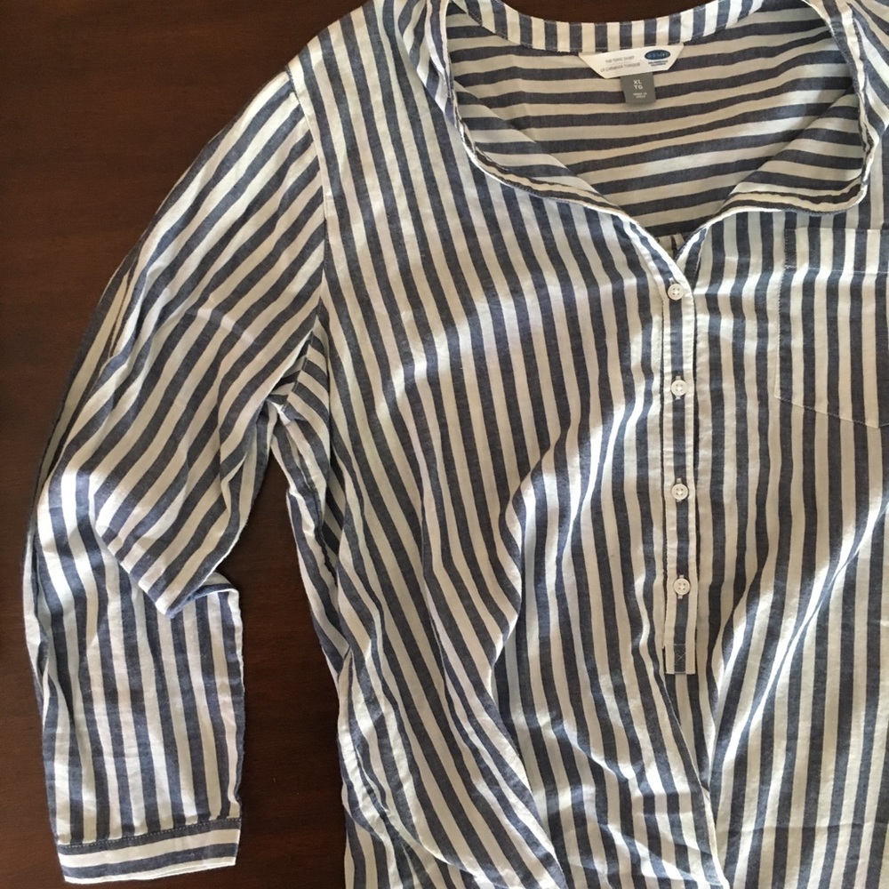 Old Navy navy and white striped tunic